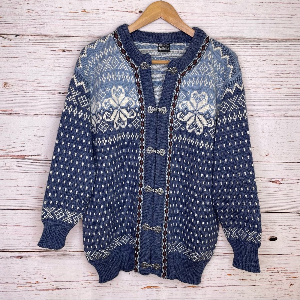 Dale of Norway Setesdal Wool Cardigan Sweater Fair Isle Nordic Snowflake